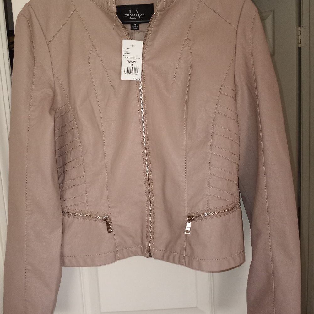 Tan Faux Leather Jacket by LA Coalition